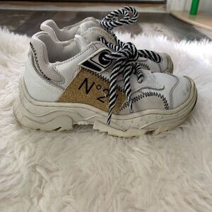 N°21 Kids Gold Glitter Chunky Sneakers | Size 26 (US 9/9.5)